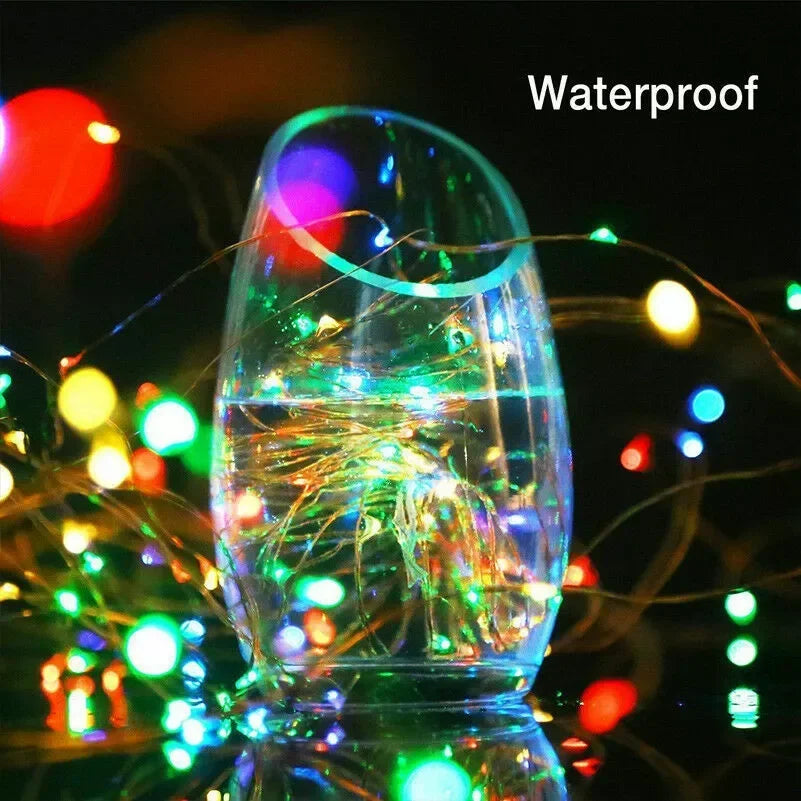 4 PCS Set 22m-200LEDS Outdoor Solar String Light LED Fairy Garland Copper Wire Light Garden Yard Party Christmas Decoration Lamp 8 Mode