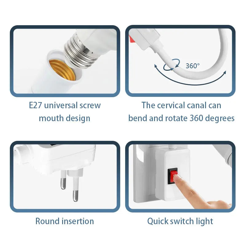 NEW Arrivals 5-10 PCS Set E27 Screw Socket Flexible Tube Lamp Holder, Bulb Holder for Wall Mounted Lamps, Rotatable European Style Plug with Switch Base for Home Living Room Bedroom