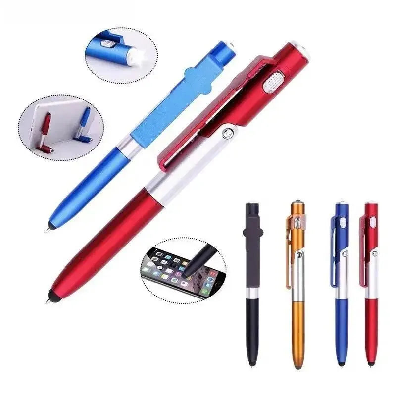 NEW Arrivals 5 PCS Set 5 In 1 Multi-Function Ballpoint Pen With LED Light Fold Phone Holder Night Read Writing Pencil Office Student Stationery Tools