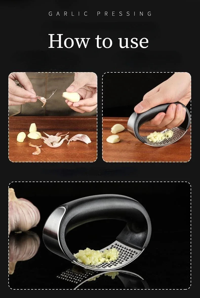 NEW Arrivals 6 PCS Set Stainless Steel Garlic Press Crusher Manual Garlic Mincer Chopping Garlic Fruit Vegetable Tools Kitchen Accessories