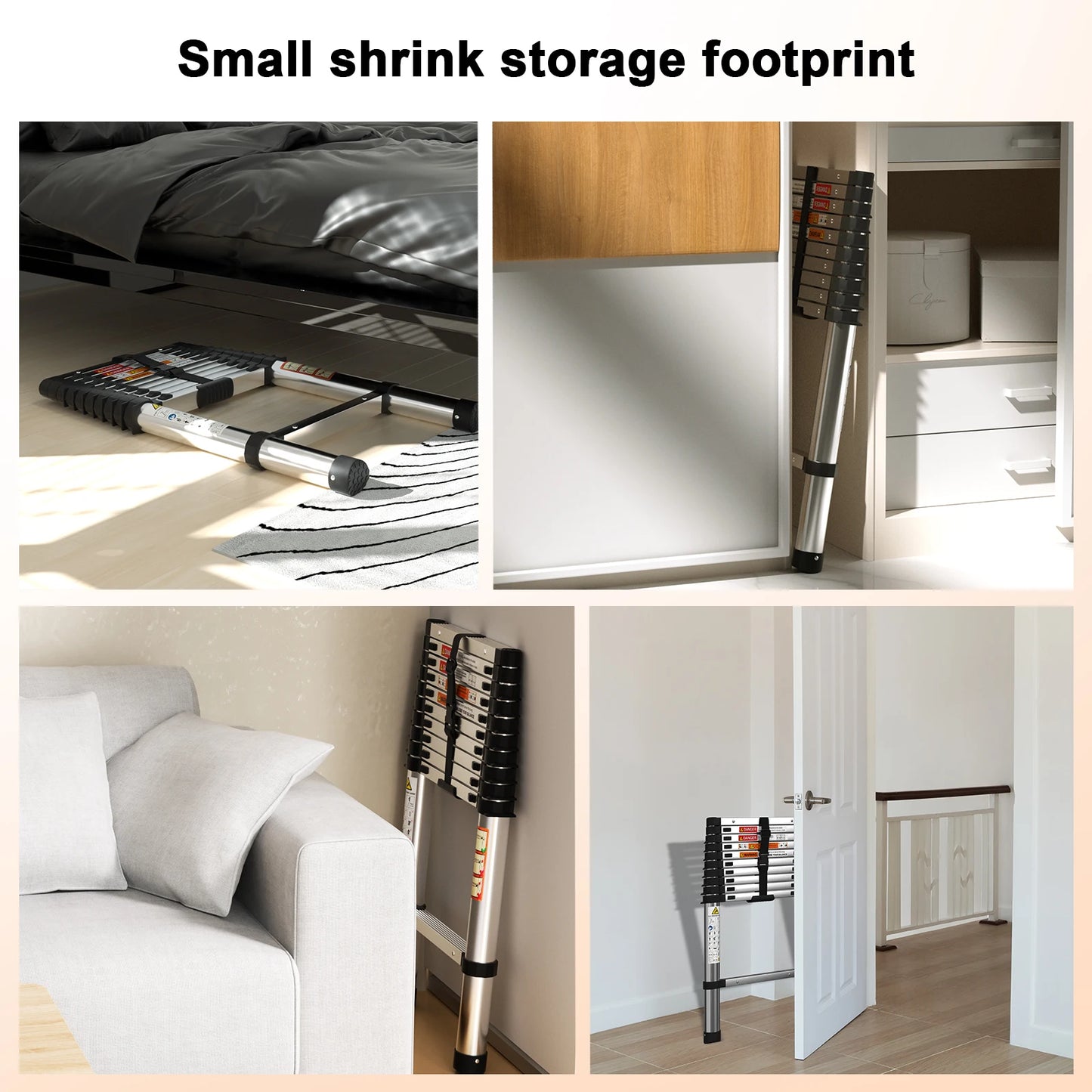 Telescopic Ladder Stainless Steel, Load 150kg, Convenient Extendable ,For Pulling Walls, Changing Light Bulbs, Repairing Roofs, RV Home Work Heavy Duty Accessories