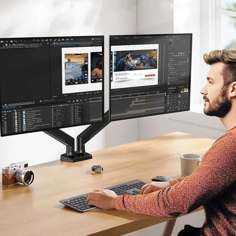 Double Arm Dual Monitor Mount Stand Desk Universal Expandable Display Bracket