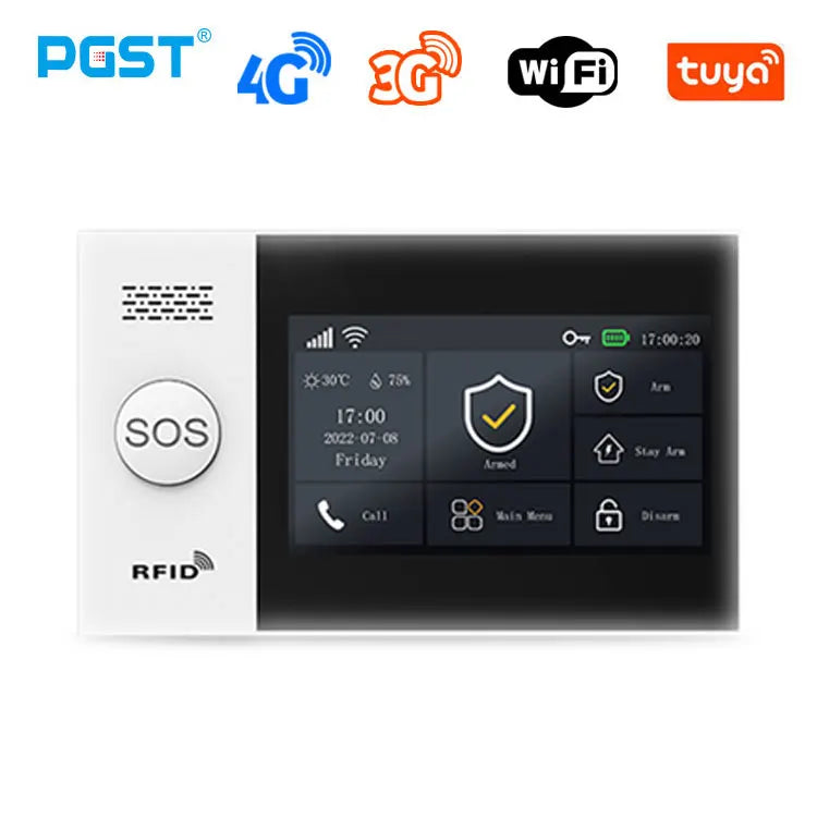 Home Residential TUYA APP Control Work Smart 4G WI-FI Alexa Google Voice Support Alarm Anti-Theft System for Home Indoor Outdoor Siren Wireless Security Alarm House Villa Smart Life Security Products