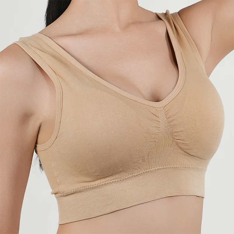 S (45-55kg) - 5XL(115-123kg) UK Plus Size Women's Push Up Yoga Pilates Bras Running Gym Seamless Breathable Vest Top Removable Padded  Anti-Sagging Upper High Elasticity Sport Brassiere