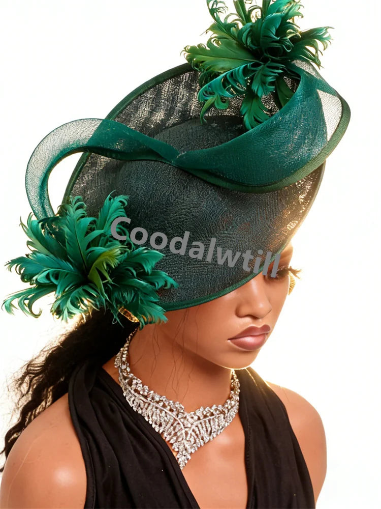 21 Colors Royal Ascot Horse Racing Women Femme Luxury Fascinator Kentucky Ladies Tea Cocktail Derby Headpiece Feather Fancy Opera Concerts Red Carpet Bride Wedding Hats Apparel Accessories