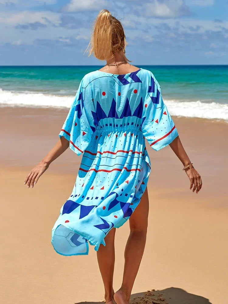 BRAND NEW 10 Colors/Patterns Luxury Beach Rayon Kimono Cover-Up Loose Swimsuit Cover Up Front Open Belt Kaftan Beach Pareo Dress Tunic Beach Wear