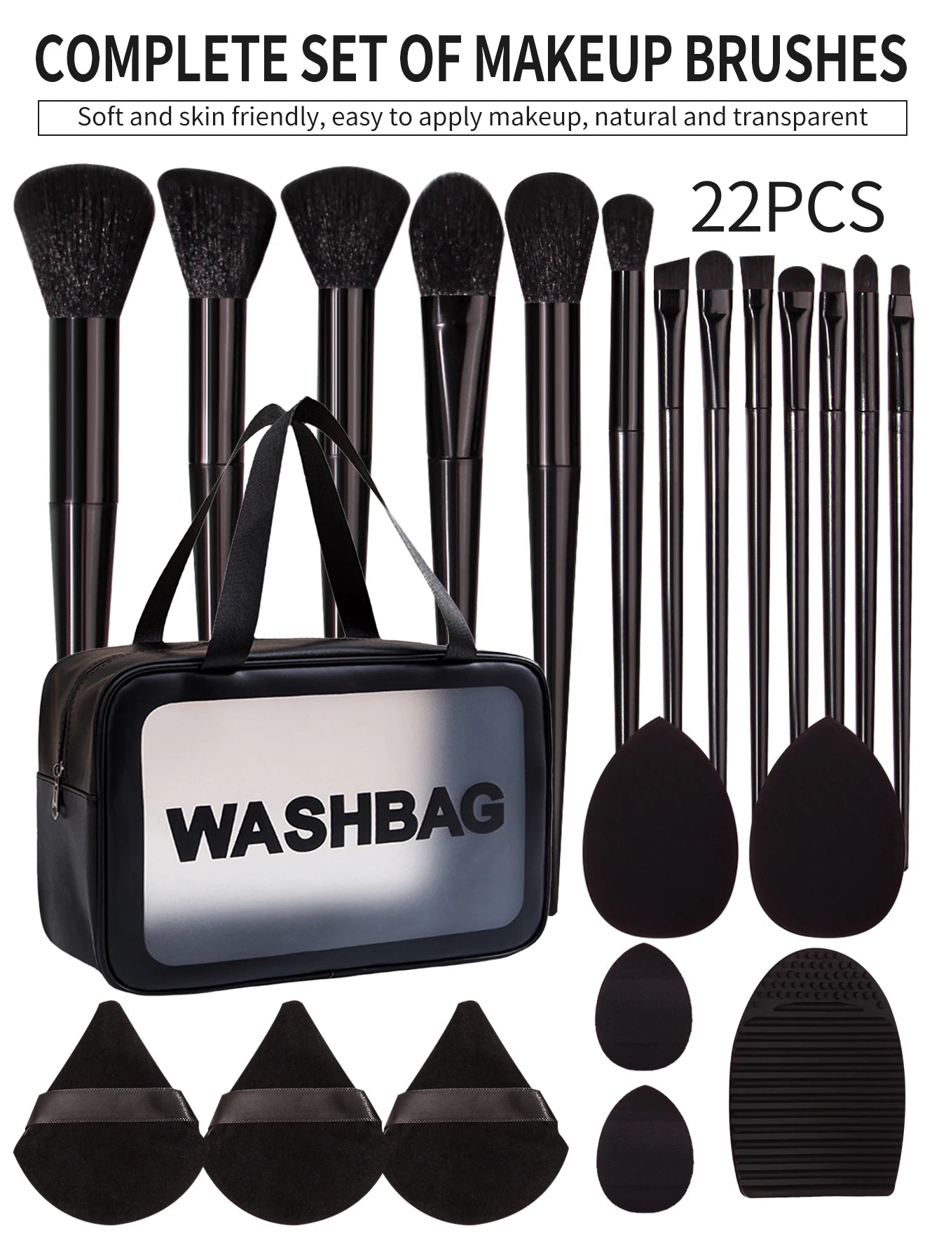 30PCS Pink/Black Combo Kit Multi-Functional Zipper Cosmetic Bag (Waterproof)  Makeup Tools Set Ladies Luxury Cosmetics Accessories Products
