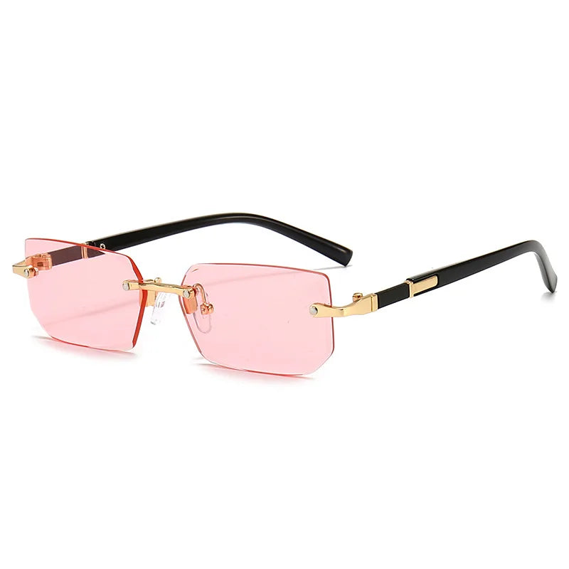 Rimless Sunglasses Rectangle Fashion Popular Women Men Shades Small Square Sun Glasses For Female Male Summer Traveling