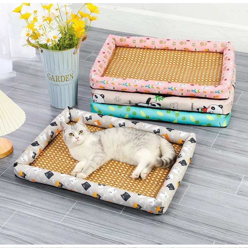 Mattress Cushion Summer Small Animal Cold Bed Dog Cooling Mat Summer Pet Rattan Mat Pad Breatbable