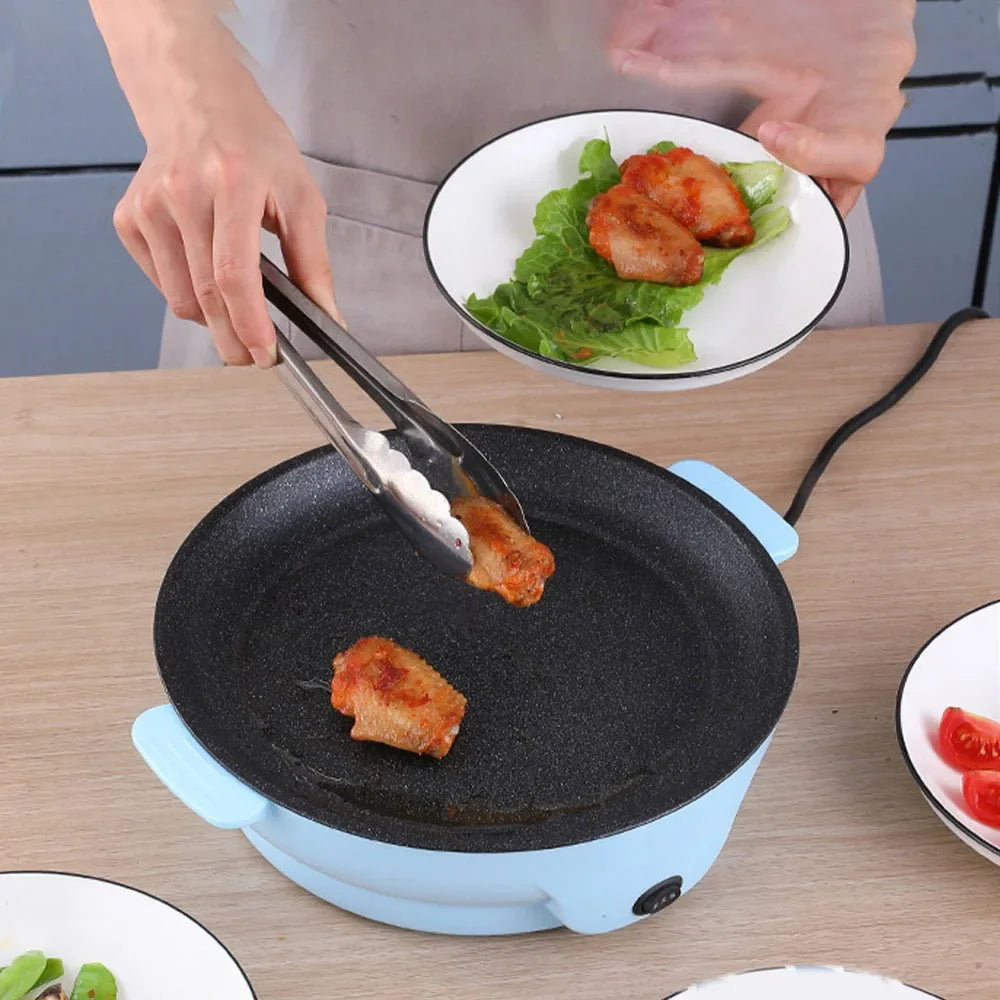 220V Multifunction Electric Frying Pan Skillet Non-Sticky Grill Fry Baking Roast Pan Cooker Steak Barbeque Cooking Kitchen Tool