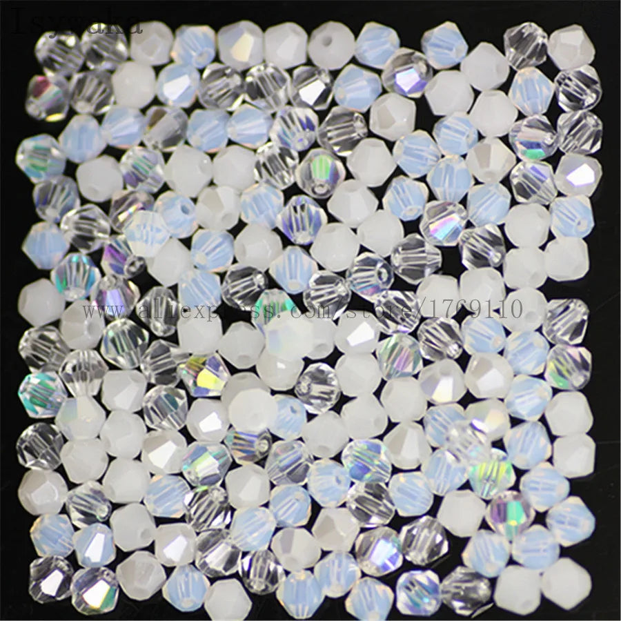 33 Colors 100 PCS Set Blue Multicolor 4mm Bicone Austria Crystal Beads Charm Glass Beads Loose Spacer Bead for DIY Jewelry Making Apparel Accessories Tools Set