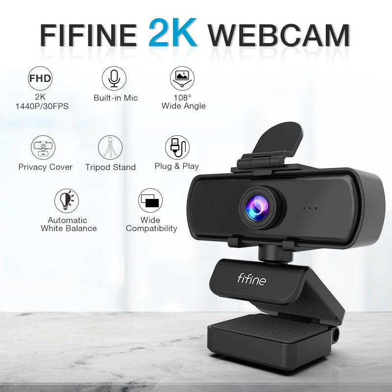 1440p Full HD PC Webcam with Microphone, Tripod, for USB Desktop & Laptop,Live Streaming Webcam for Video Calling-K420