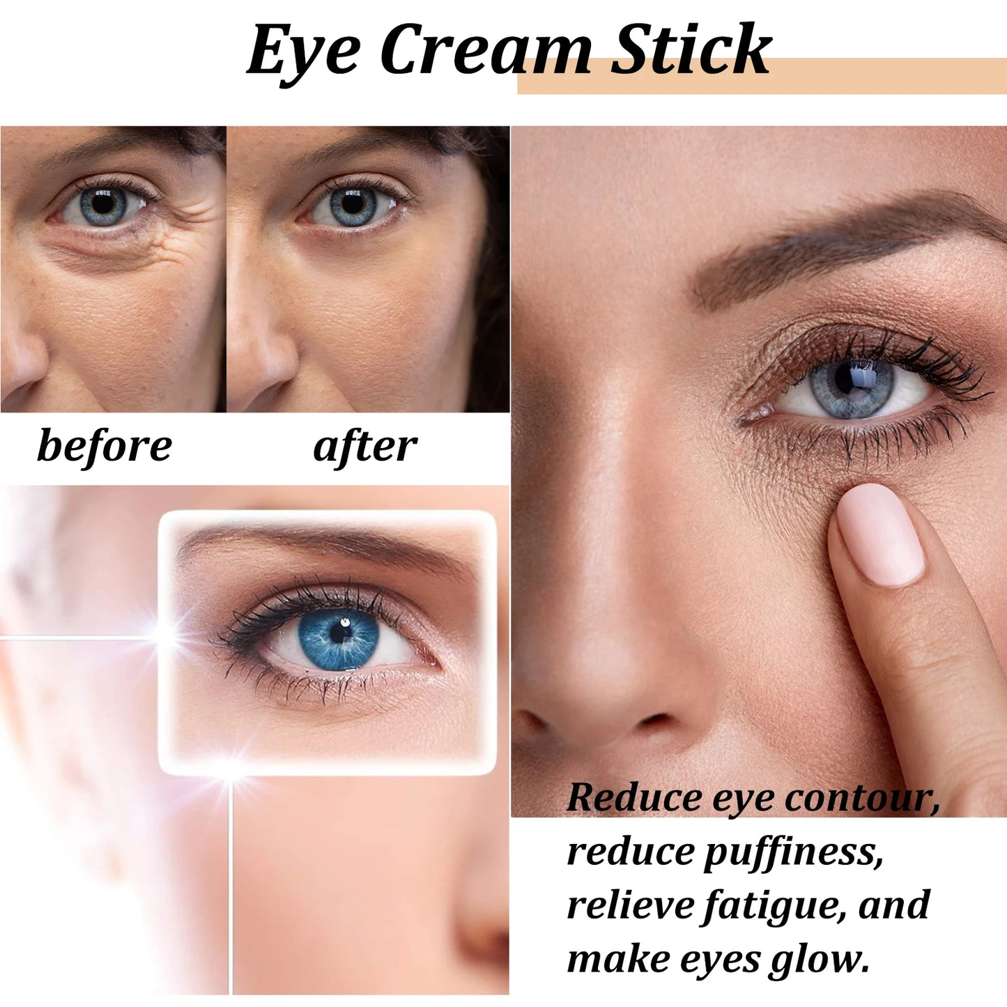 NEW Arrivals Snail Eye Cream Stick Collagen Fade Fine Lines Wrinkle Lightening Dark Circles Firming Eye Bags Puffiness Moisturizing Eye Cream Women Ladies Cosmetic Supplies