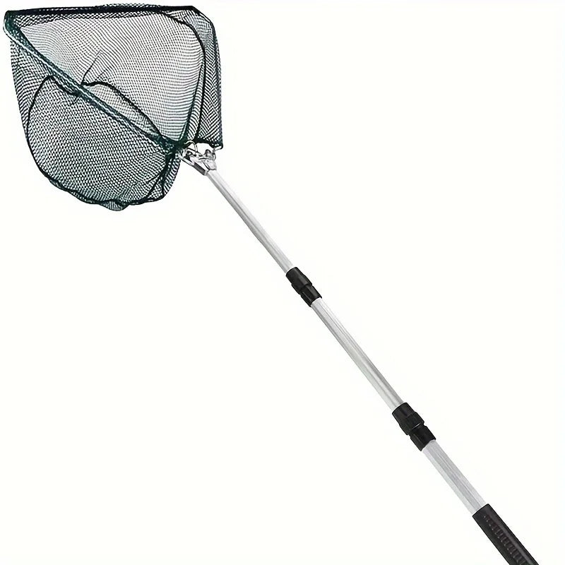 1.7M Rice Ultra-Lightweight Retractable Foldable Fishing Net Durable Aluminum Alloy Telescopic Handle Portable Fish Catcher Fishing Net Outdoor River Lakes Boat Fishing Accessories