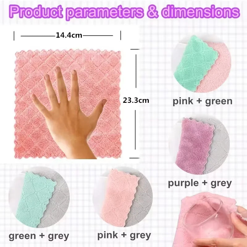 NEW 20pcs Set Kitchen Towel, Ultra-Fine Fiber Light Gray Cleaning Cloth Set, Absorbent, Soft And Stain-Removing Cloth for Car Kitchen Bathroom Cleaning Accessories