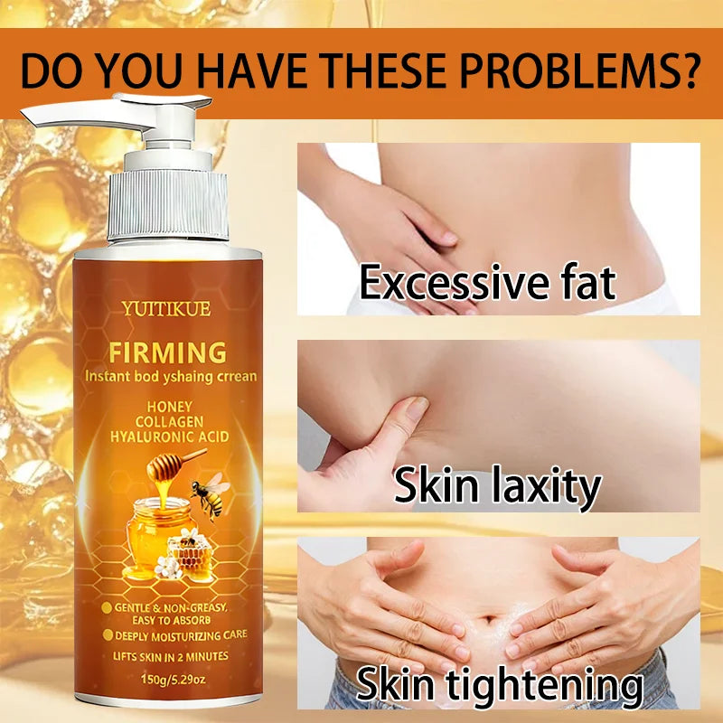 2 PCS Set Bee Venom Honey Collagen Firming Body 150gr Cream, Skin Laxity Repair Instant Lifting with Hyaluronic Acid, Non-Greasy Tummy Control Belly Loss Skin Care Sets Korean Products