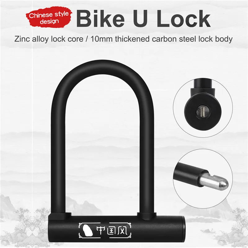 Bicycle U Lock Anti-theft MTB Road Mountain Bike Lock Bicycle Accessories U-Locks Cycling Steel Security Bike Locks