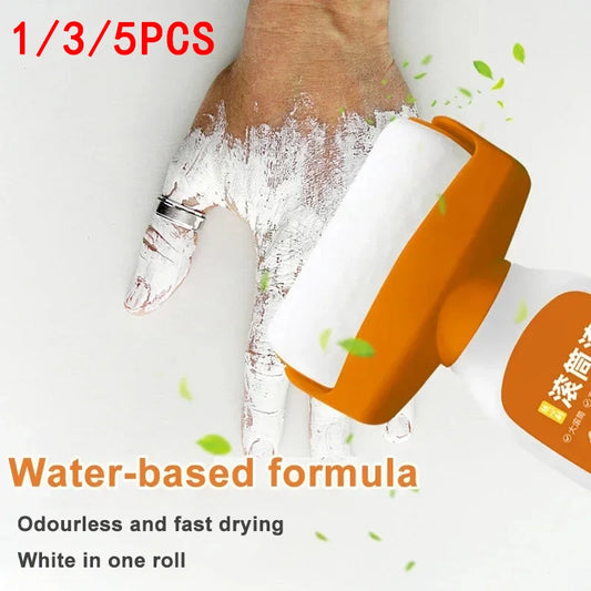 NEW 5PCS Set Hot Antibacterial Wall Paint Strong Repair Wall Paint Household White Latex Paint With Roller Brush for Living Room Kitchen Tool Home Office Painting Accessories
