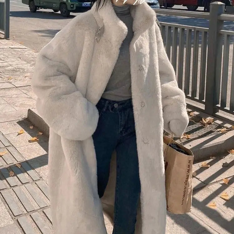 Low-Price Sales are Limited NEW Women's Medium to Long Fur Coat Loose Slimming Thickened Fur Environmentally Friendly Mink Fur Button Mink Coat Trendy Ladies Girls Luxury Fashion Clothing Supplies