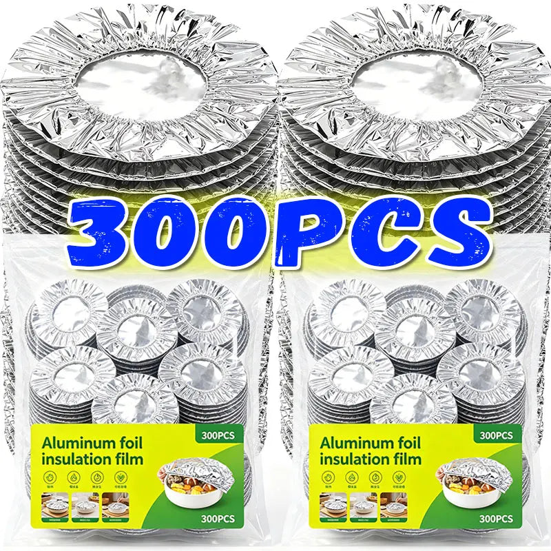 300 PCS Set Home Outdoor Travel Camping Picnic  Aluminum Foil Cover Reusable Heat Insulation Heat Preservation Food Grade Keep Food Fresh Oven Kitchen Takeaway Nutrition Bags