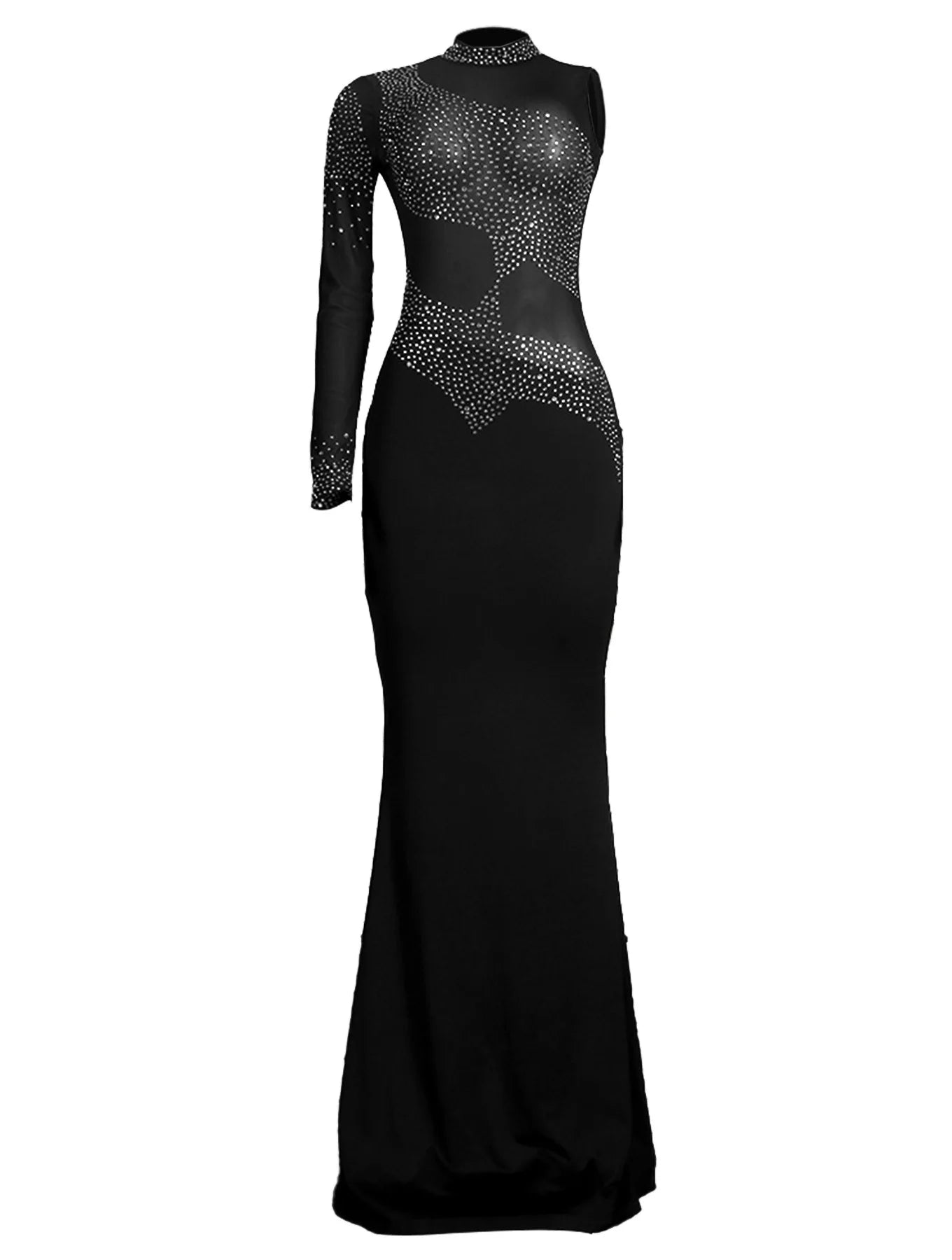 L-5XL Plus Size 5 Colors Sheer Rhinestones Evening Party Red Carpet Dress Female Luxury Business Dinner Celebrities Wedding Guest Prom Lady Summer Elegant Women Dresses