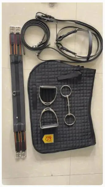 Western Leather Hand Carved Ranch Roper Horse Saddle + Accessories with Matching Headstall, Breastplate, Reins & Back Cinch, Seat Size Horses Supplies