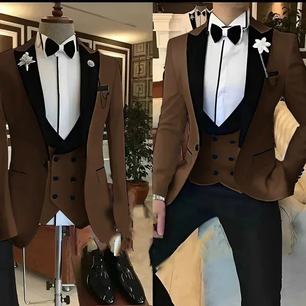 Low-Price Sales are Limited NEW 3PCS Set S-6XL PLUS SIZE 7 Colors  Business Blazer Wedding Costume Men's Suit Groom Best Man Wedding Banquet Suit Men Luxury Fashion Clothing Supplies