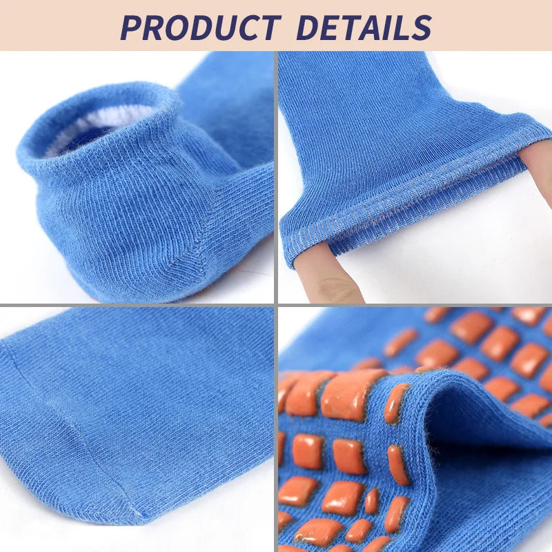 4 Pairs Silicone Yoga Pilates Trampoline Women Socks Adult/Child Silicone Anti-Slip Grip Cotton Socks Floor Foot Massage Ankle Socks