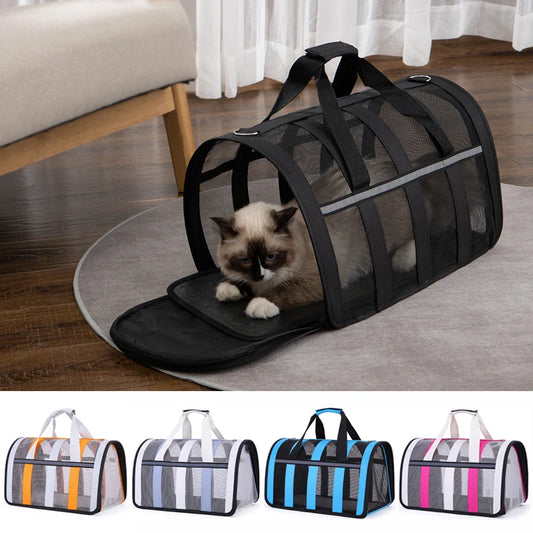 Pet Carrying Bag Outgoing Portable Cat Dogs Handbag Foldable Small to Medium Dog Cage Mesh Handbag