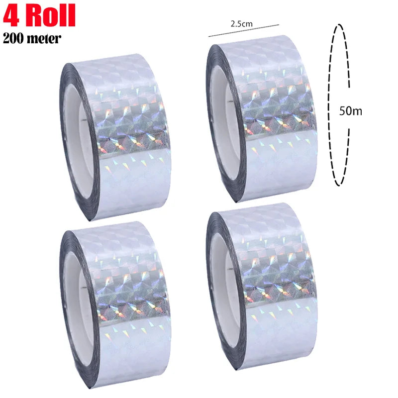 4 Rolls Set Protect your Garden Bird Scare Tape Anti Bird Flashing Reflective Ribbon Tapes Double-Sided Birds Repellent Keep Pigeons Away Garden Pest Control Home Garden Tools Sets