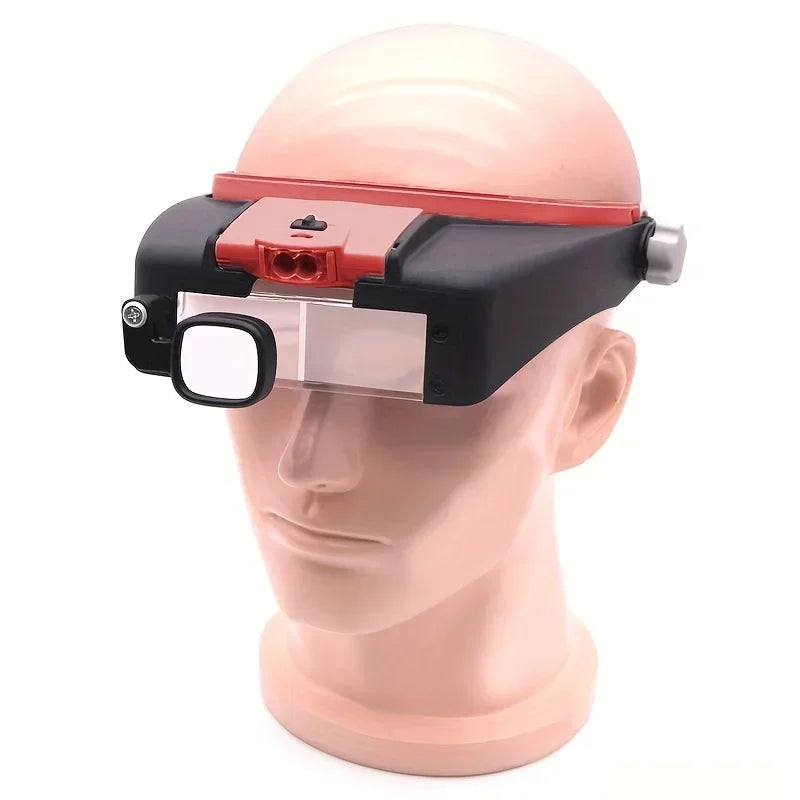 NEW Loupe High Accuracy Microscope LED Light 10X Helmet Style Magnifier Glass Headband Magnifying Glasses Con Luz Reading or Repair Use Diamond Rings Gold Jewelry Magnifier