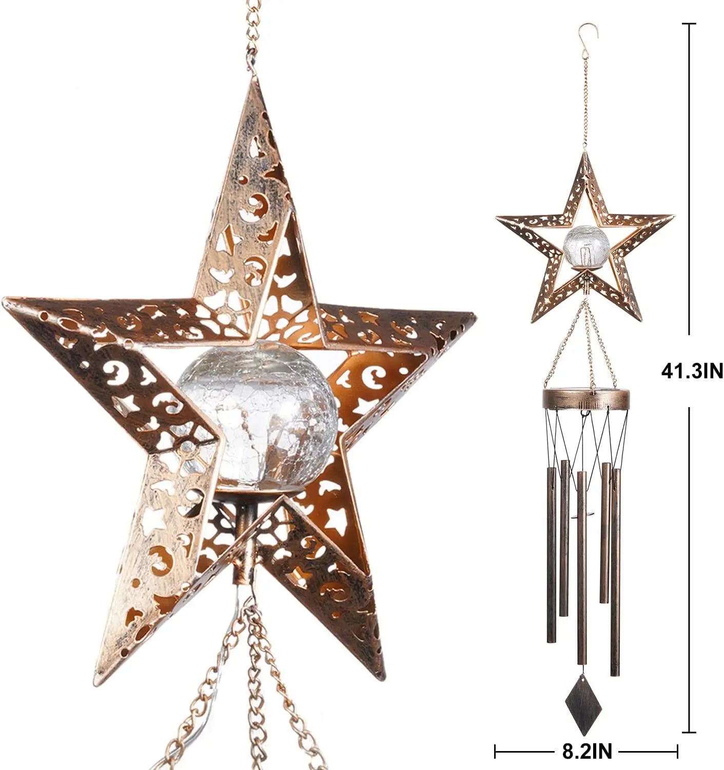 NEW Arrivals Moon/Star/Sun Wind Chimes Outdoor Glowing Moon Sun Stars Solar Glowing Wind Chime Metal Tubes Wind Bells for Home Decor Waterproof Chimes Gift