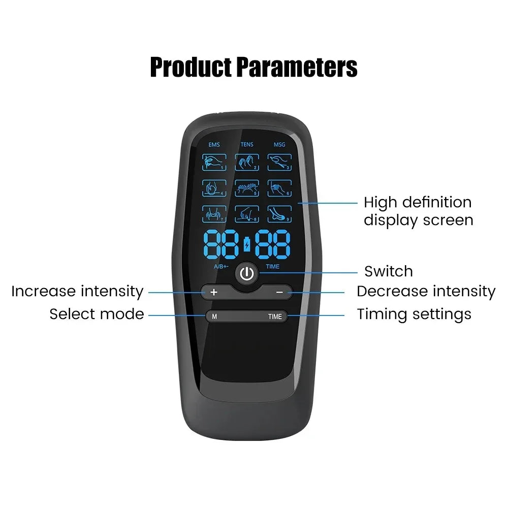 TENS EMS Electric Pulse Massager Physiotherapy Electrical Nerve Muscle Stimulator Electro Stimulator Low Frequency Body Massage Device Shaping Sports Fitness Sets Health Care Supplies