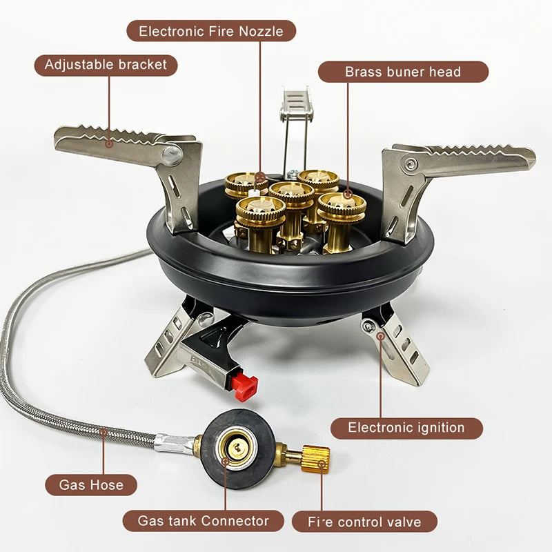NEW Arrivals BRS-201A Portable Travel Camping Beach BBQ Gas Stove 16000W High Pressured Propane Butane Gas Burner Outdoor Emergency Stove with Piezo Ignition