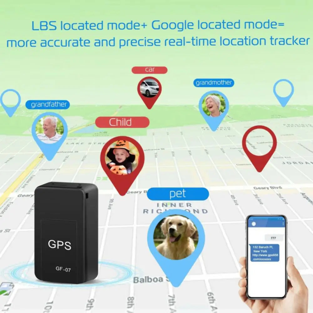 GF-07 Mini GPS Tracker Real Time Tracking Car Anti-Theft Anti-lost Locator Strong Magnetic Mount SIM Message Positioner