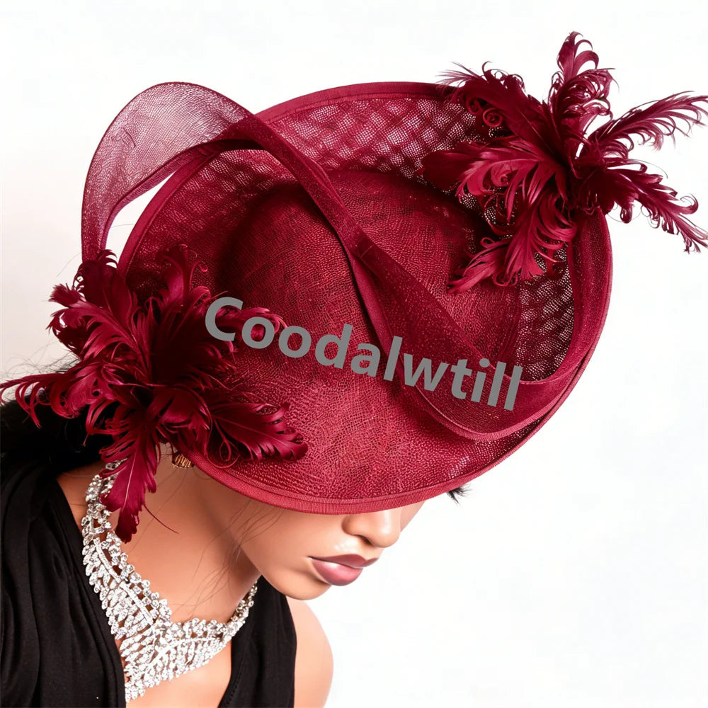 21 Colors Royal Ascot Horse Racing Women Femme Luxury Fascinator Kentucky Ladies Tea Cocktail Derby Headpiece Feather Fancy Opera Concerts Red Carpet Bride Wedding Hats Apparel Accessories