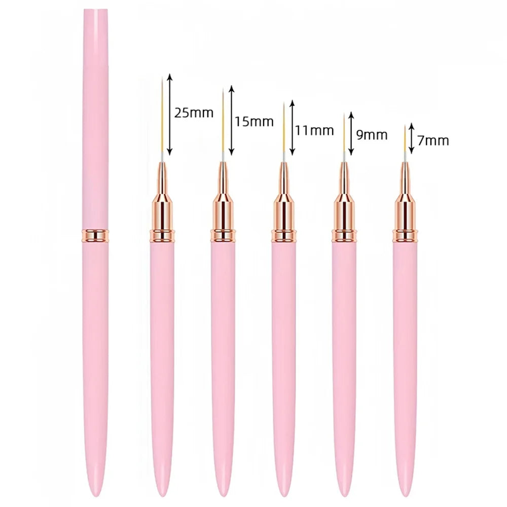 NEW 5 PCS Set Nail Brush Pen Nail Art Liner Brushes Set Elongated Striping Drawing Professional Women Nail Care Manicure Accessories Cosmetic Supplies