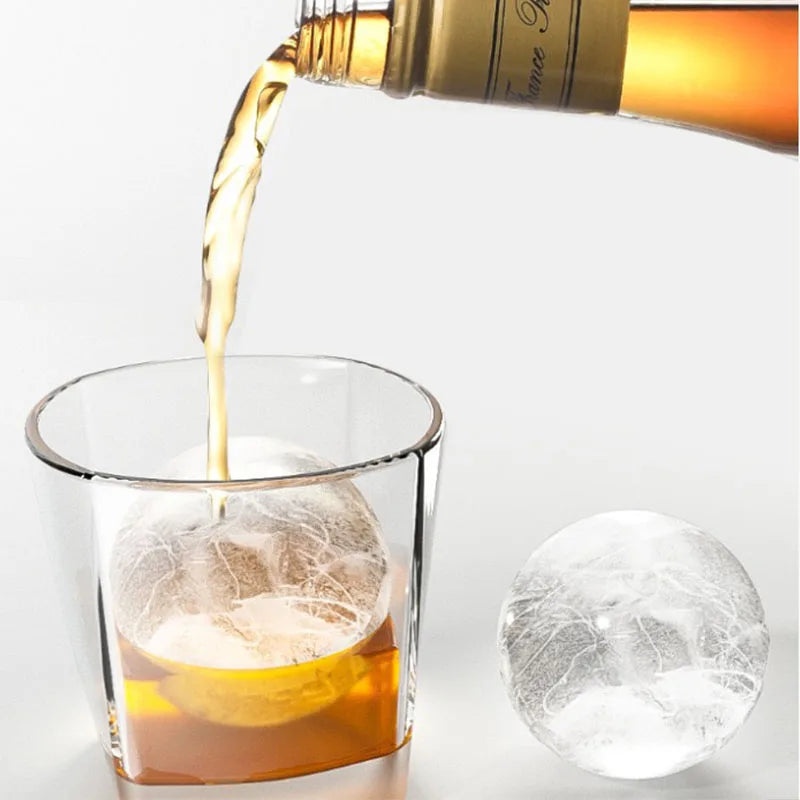 3 PCS Set Whiskey French Cognac Liquor Silicone Round Ice Hockey Mold Maker Large Spherical Ice Cube Grinder Suitable for Bar Home Kitchen Hotels Supplies Drinkware Pubs Barware Tools Set