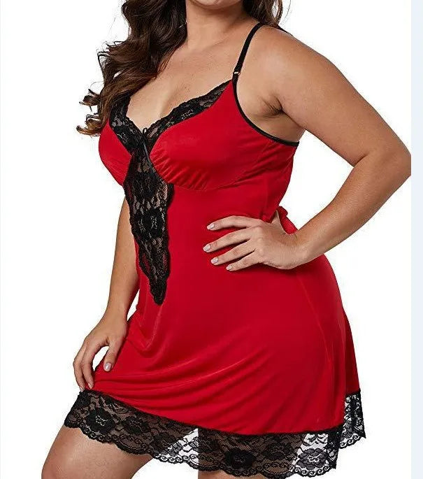 NEW Arrivals S-8XL PLUS SIZE Red/Leopard/Purple/Black Spaghetti Straps Nightgown BBW Curvy Women Summer Lace Satin Sleepwear Sexy Nightdress Ladies Pajamas Home Wear Fashion  Clothes
