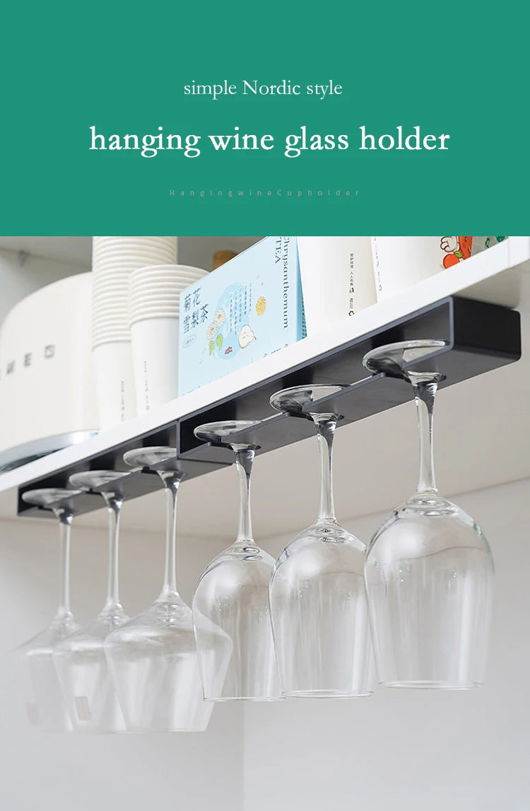 2 PCS Set Black/White Color Wine Glass Holder Hanging Wine Glass Holder Under Shelf Plastic Stemware Rack Glassware Drying Storage Hanger For Kitchen Bar