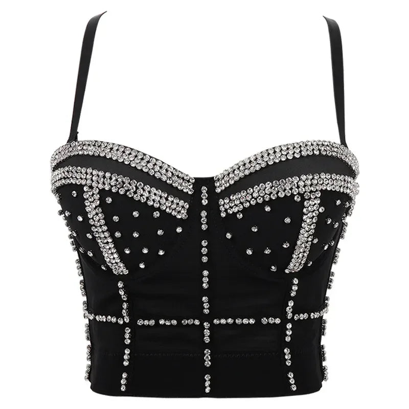 Sexy Bras for Women Night Club Party Cropped Tops Bra Stage Performance Sparkling Rhinestone Underwear Bralette Lingerie Clothes