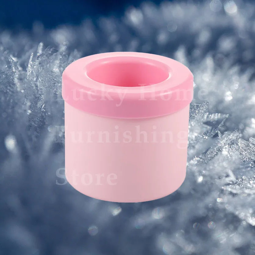 2 PCS Set Ice Bucket & Maker, Round Silicone Mold with Quick Freeze Tray, Food Safe Ice Cube Container for Party & Household Home Drinkware Accessories Barware Supplies.