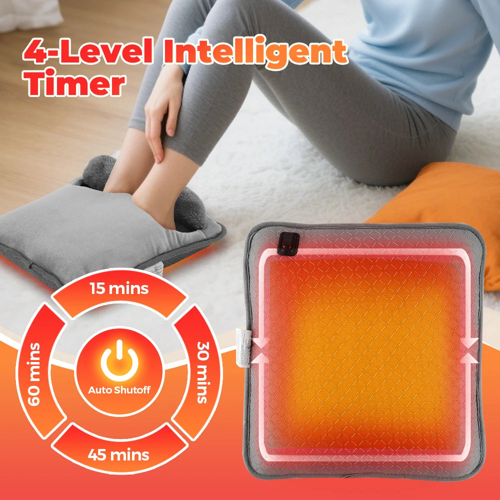 NEW Arrivals Electric Foot Warmer Heater 4 Levels Temperature Heating Timer Pad Washable Winter Warm Foot for Home Bedroom Feet Warmer