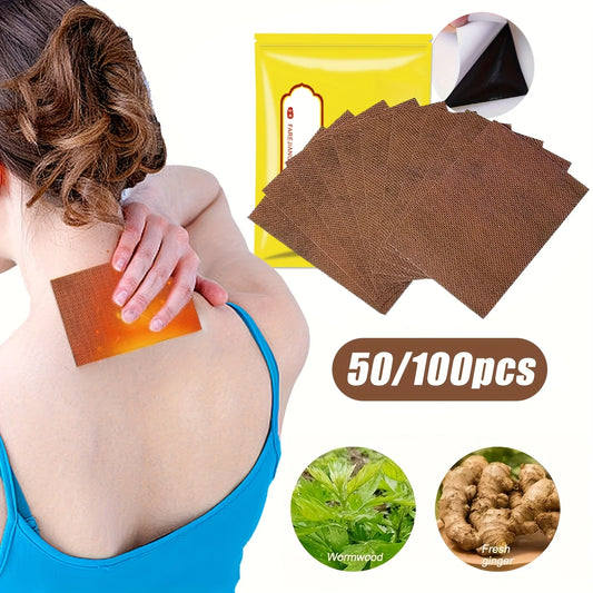 100 PCS Natural Herbal Set Neck/Shoulder/ Back/ Abdomen/ Knee/Hands Pain Relief Therapy Circulation Heating Warm Patches Sports Injuries Treatment Health Care Accessories