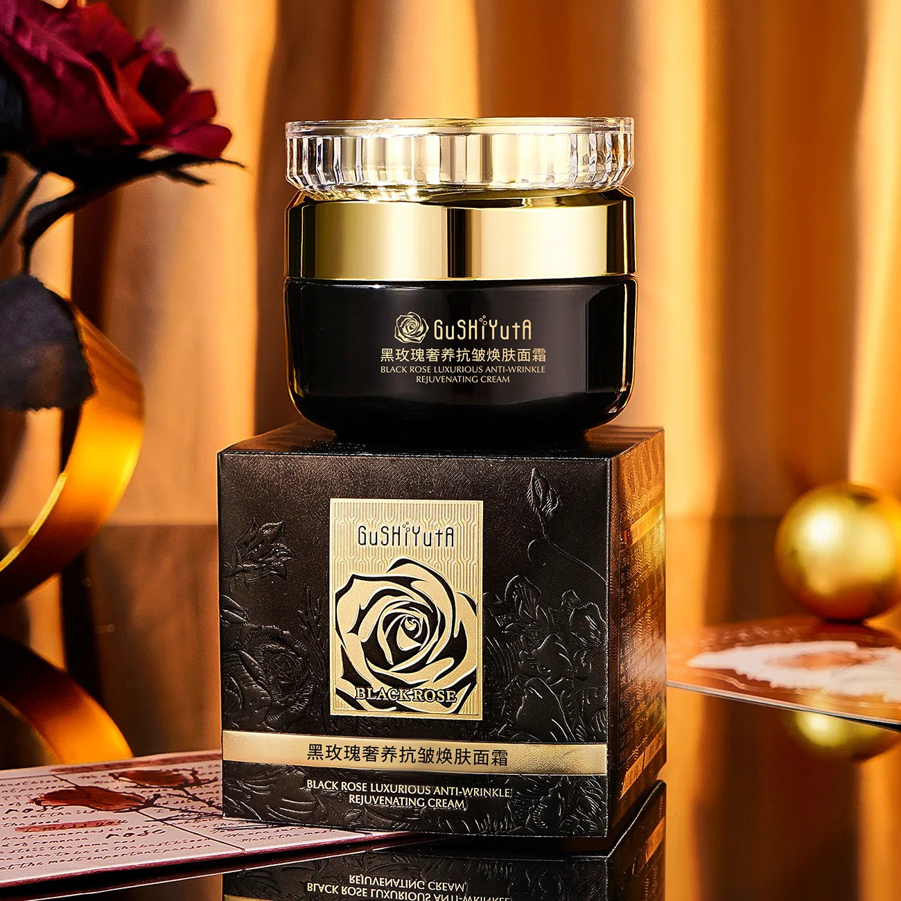 Black Rose Instant Face Lift & Firm Skin Cream Sustainable Face Lifting Reduces Fine Lines Gentle Moisturizing Care Cream Women Skin Care Supplies Korean Products