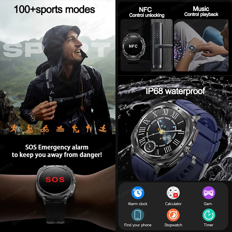 New Laser Therapy ECG Blood Pressure Smart Watch Uric Acid Blood Lipid Organ monitor Clock NFC BT Call Health Watches Men Health Care Supplies