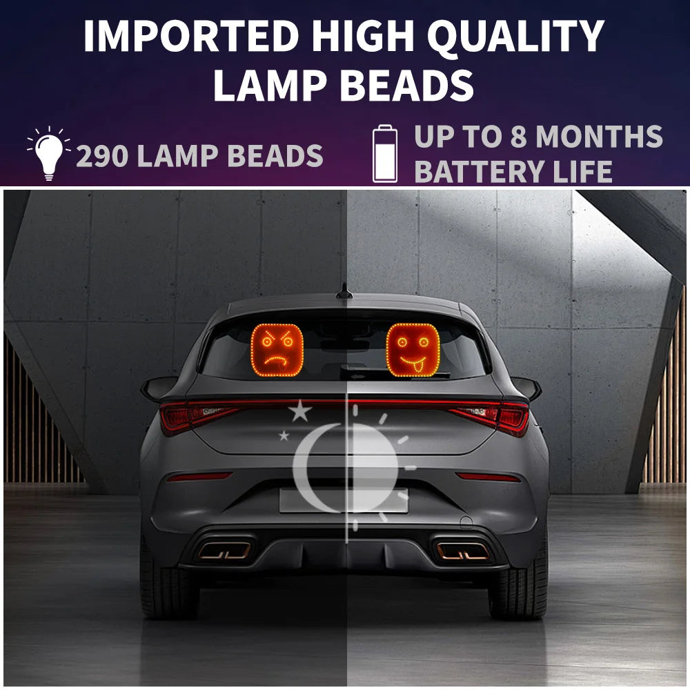 Car Funny Facial Expression Light With Remote Controller Rear Window Multi-function Warning Reminder Lamp Exterior Accessories
