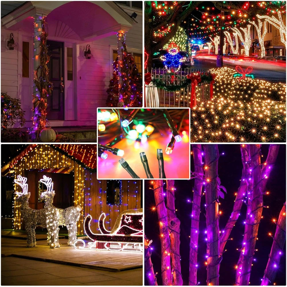22M-300LED/32M-300LED Solar Powered Outdoor Fairy Lights IP65 Waterproof 8 Lighting Modes Suitable for Christmas Decoration Wedding Decoration Accessories Supplies