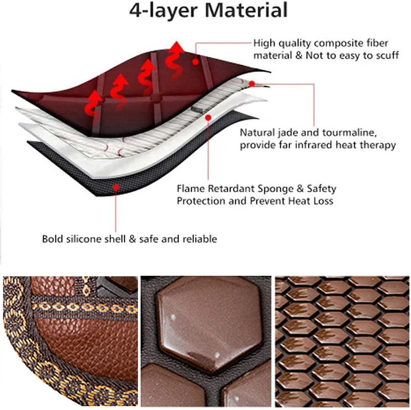 45*45cm Natural Jade and Tourmaline Stones Heating Pad Constant Temperature Far Infrared Therapy Massager Mat for Pain Relieve