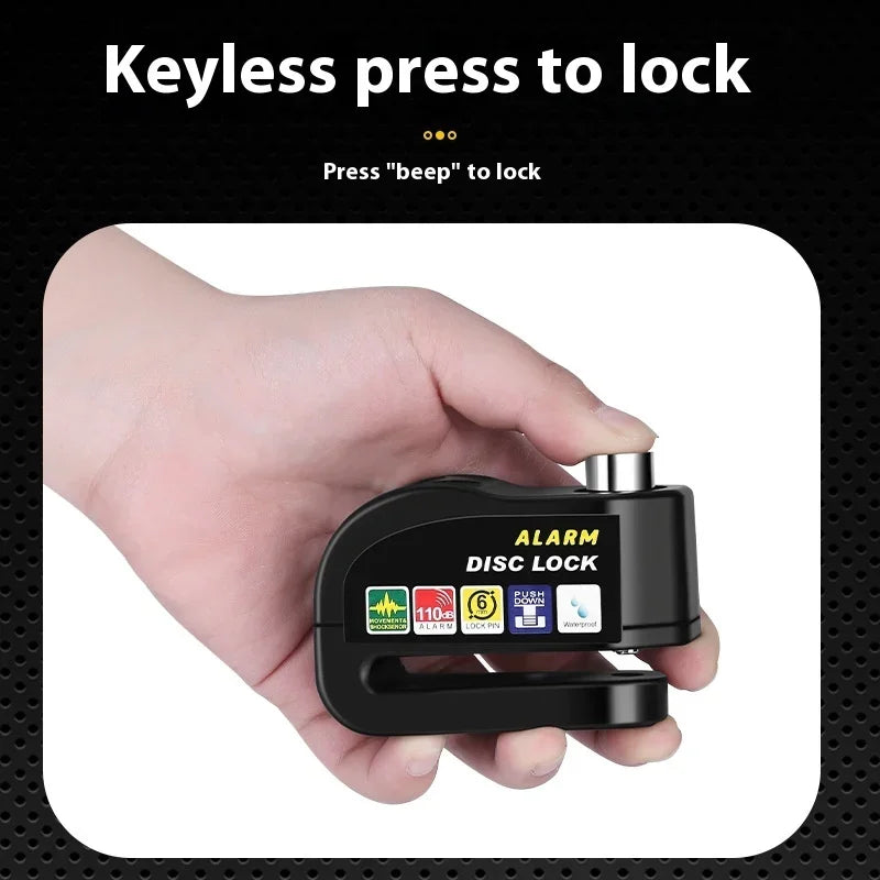 NEW Arrivals Blue/Black Color  Bicycle Motorcycle Scooter Electronic Alarm 110dB Lock Disc Brake Lock For Motorcycle Bicycle High Security Weatherproof Easy To Use